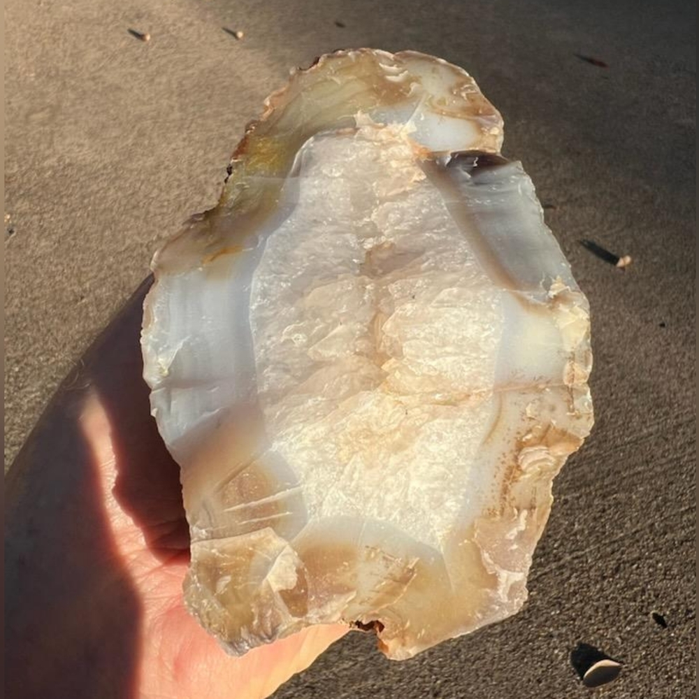 Stunning Multi-Color Druzy Banded Agate Chalcedony with Quartz Crystal Center - Picture 2 of 6